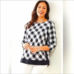 J. Jill  Linen Check Buffalo Plaid Gingham Top XS